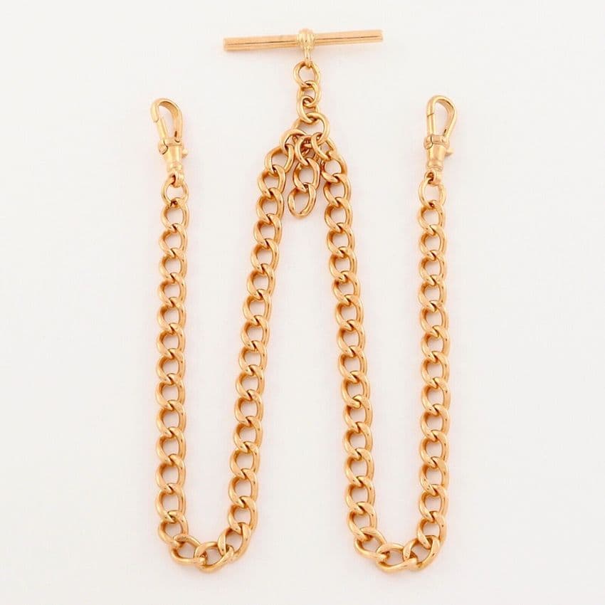 Antique 9Ct Gold 35.7g Double Albert Pocket Watch Chain / Necklace 16 7/8''