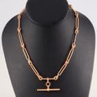 Antique 9Ct Gold 38.8g Trombone And Knot Link Double Albert Watch Chain 17 3/4''