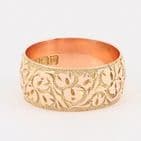 Antique 9Ct Gold 4.2g Floral Engraved Patterned Wedding Ring / Band