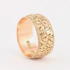 Antique 9Ct Gold 4.2g Floral Engraved Patterned Wedding Ring / Band
