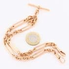 Antique 9Ct Gold 42.9g Trombone And Knot Link Double Albert Watch Chain 15 1/4''