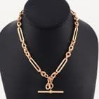 Antique 9Ct Gold 42.9g Trombone And Knot Link Double Albert Watch Chain 15 1/4''