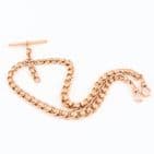 Antique 9Ct Gold 43.6g Graduated Rollerball Double Albert Watch Chain 14''