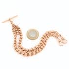 Antique 9Ct Gold 43.6g Graduated Rollerball Double Albert Watch Chain 14''