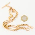 Antique 9Ct Gold 43g Fetter / Trombone Link Double Albert Watch Chain 15 3/4''
