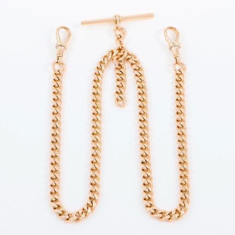 Antique 9Ct Gold 45.9g Double Albert Watch Chain 17 1/4''