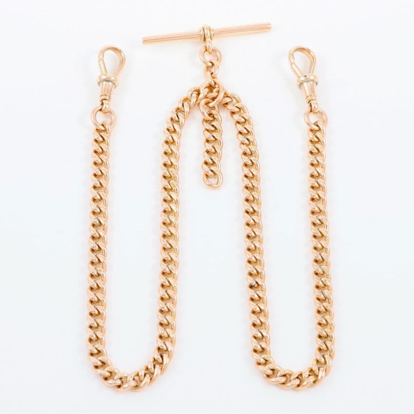 Antique 9Ct Gold 45.9g Double Albert Watch Chain 17 1/4''