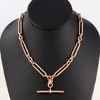 Antique 9Ct Gold 49.6g Fetter And Oval Link Albert Watch Chain 15 7/8''