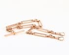 Antique 9Ct Gold 49.6g Fetter And Oval Link Albert Watch Chain 15 7/8''