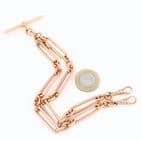 Antique 9Ct Gold 49.6g Fetter And Oval Link Albert Watch Chain 15 7/8''