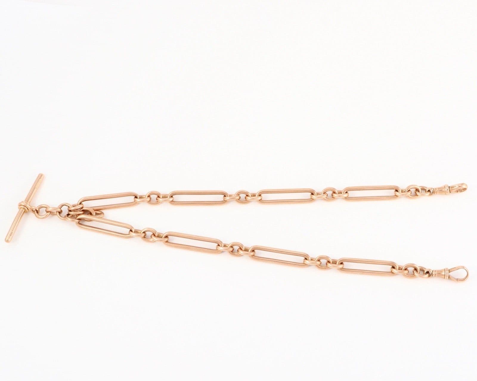 Antique 9Ct Gold 49 6g Fetter And Oval Link Albert Watch Chain 15 7/8