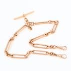 Antique 9Ct Gold 49.6g Fetter And Oval Link Albert Watch Chain 15 7/8''