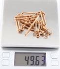 Antique 9Ct Gold 49.6g Fetter And Oval Link Albert Watch Chain 15 7/8''