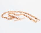 Antique 9Ct Gold 52.2g Double Albert Watch Chain With Removable T-bar 16 5/8''
