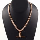 Antique 9Ct Gold 52.2g Double Albert Watch Chain With Removable T-bar 16 5/8''