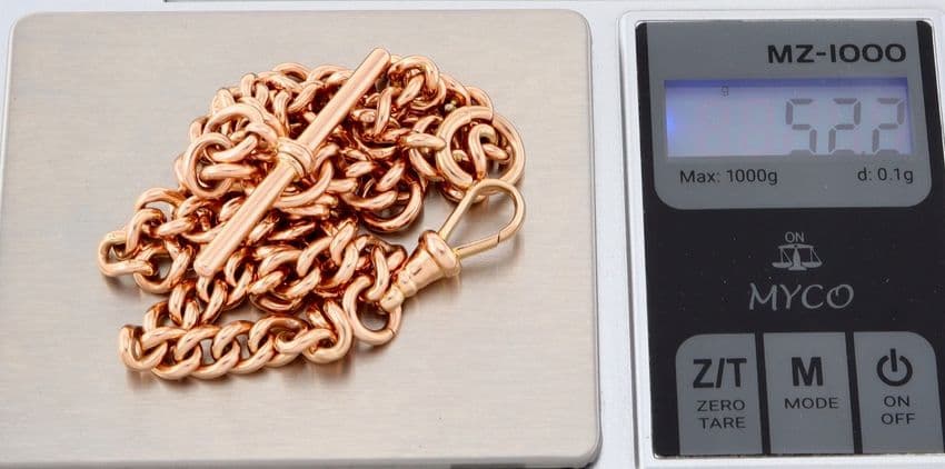 Antique 9Ct Gold 52 2g Double Albert Watch Chain With Removable T-bar ...