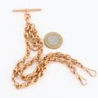 Antique 9Ct Gold 53.9g Knot Link Double Albert Watch Chain 16 1/2''