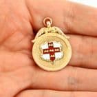 Antique 9Ct Gold And Enamel Fob / Pendant / Medal WEST RIDING c 1912
