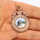 Antique 9Ct Gold And Enamel Snooker / Billiards / Pool Fob / Pendant / Medal
