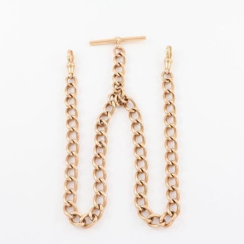 Antique 9Ct Gold 54.2g Double Albert Watch Chain / Necklace 17''