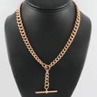 Antique 9Ct Gold 63.3g Graduated Double Albert Watch Chain / Necklace 17''