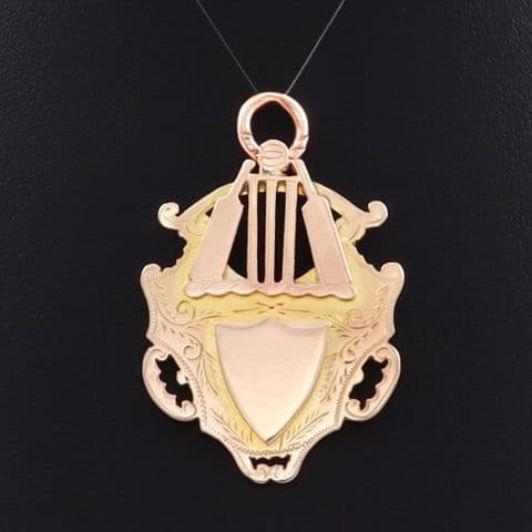 Antique 9Ct Rose And Yellow Gold 9.1g Cricket Fob / Pendant / Medal c 1904