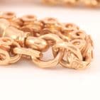 Antique 9Ct Rose Gold 21.2g Albertina Fob Watch Chain With Fob Ball