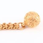 Antique 9Ct Rose Gold 21.2g Albertina Fob Watch Chain With Fob Ball