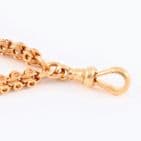 Antique 9Ct Rose Gold 21.2g Albertina Fob Watch Chain With Fob Ball