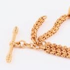 Antique 9Ct Rose Gold 21.2g Albertina Fob Watch Chain With Fob Ball