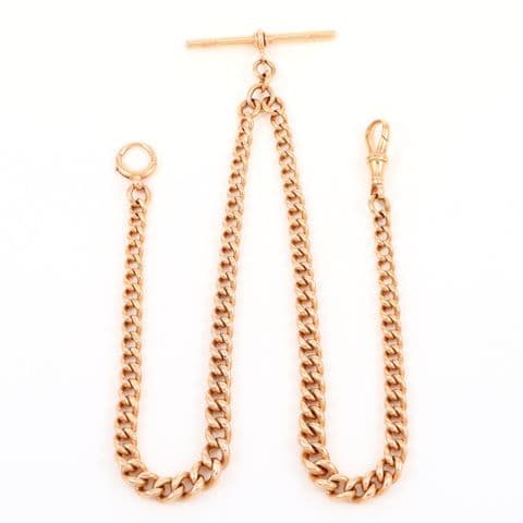 Antique 9Ct Rose Gold 41.2g Graduated Double Albert Watch Chain 17 3/8''