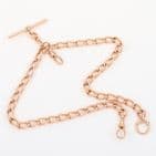 Antique 9Ct Rose Gold 45.7g Albert Watch Chain With T-Bar 16 1/2''