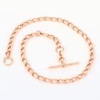 Antique 9Ct Rose Gold 45.7g Albert Watch Chain With T-Bar 16 1/2''