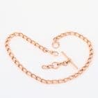 Antique 9Ct Rose Gold 45.7g Albert Watch Chain With T-Bar 16 1/2''