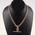 Antique 9Ct Rose Gold 45.7g Albert Watch Chain With T-Bar 16 1/2''