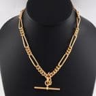 Antique 9Ct Rose Gold 52.1g Fetter Link Albert Watch Chain / Necklace 15 5/8''