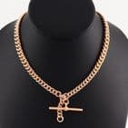 Antique 9Ct Rose Gold 52.4g Graduated Double Albert Watch Chain 16''