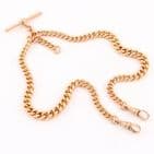 Antique 9Ct Rose Gold 52.4g Graduated Double Albert Watch Chain 16''