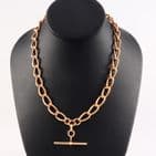 Antique 9Ct Rose Gold 55.7g Albert Watch Chain / Necklace With T-Bar 17 3/4''