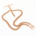Antique 9Ct Rose Gold 58.6g Graduated Double Albert Watch Chain 16 1/2''