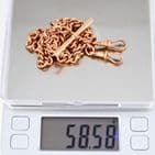 Antique 9Ct Rose Gold 58.6g Graduated Double Albert Watch Chain 16 1/2''