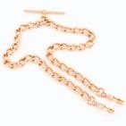 Antique 9Ct Rose Gold 58g Albert Watch Chain / Necklace With T-Bar 16''