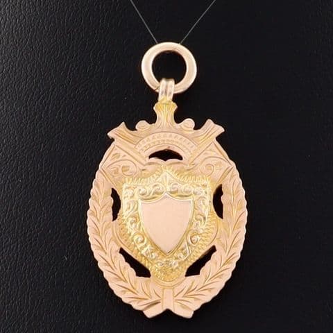 Antique  9Ct Rose Gold 7.4g Fob / Pendant / Medal c 1910