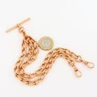 Antique 9Ct Rose Gold 71.3g Albert Watch Chain / Necklace With T-Bar 17 1/8''