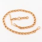 Antique 9Ct Rose Gold 71.3g Albert Watch Chain / Necklace With T-Bar 17 1/8''