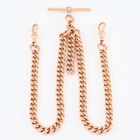 Antique 9Ct Rose Gold 72.1g Double Albert Watch Chain 17 3/4''