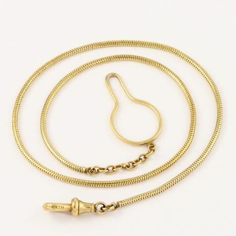 Antique 9Ct Yellow Gold 17.4g Snake Link Watch Chain 19''