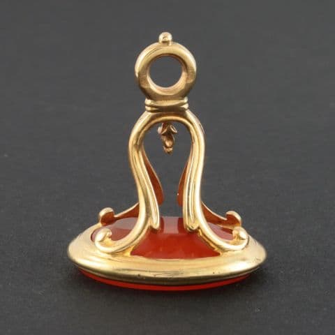 Antique Georgian 15Ct Gold Seal Fob / Pendant With Carnelian Intaglio
