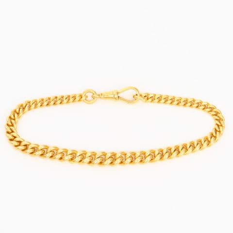 Antique Solid 18Ct Gold 31.3g Graduated Curb Link Bracelet 8 3/8''
