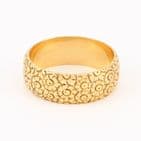 Antique Solid 18Ct Gold 8.5g Floral Engraved Patterned Wedding Ring / Band
